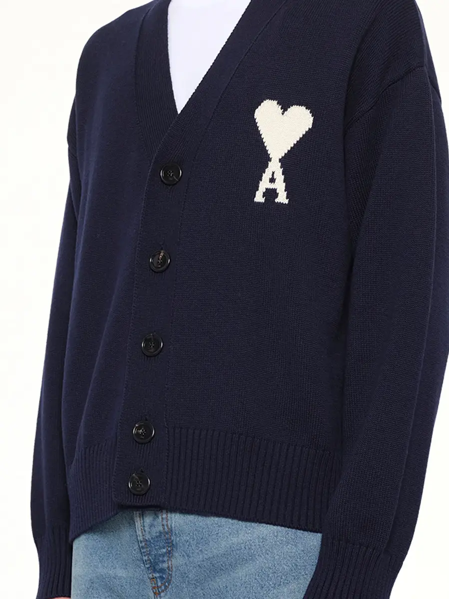 AMI PARIS Contrasted Ami De Coeur Cardigan | Thumbnail 6 AMI PARIS Contrasted Ami De Coeur Cardigan | Thumbnail 6
