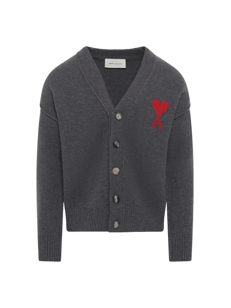 AMI PARIS Red Ami De Coeur Cardigan