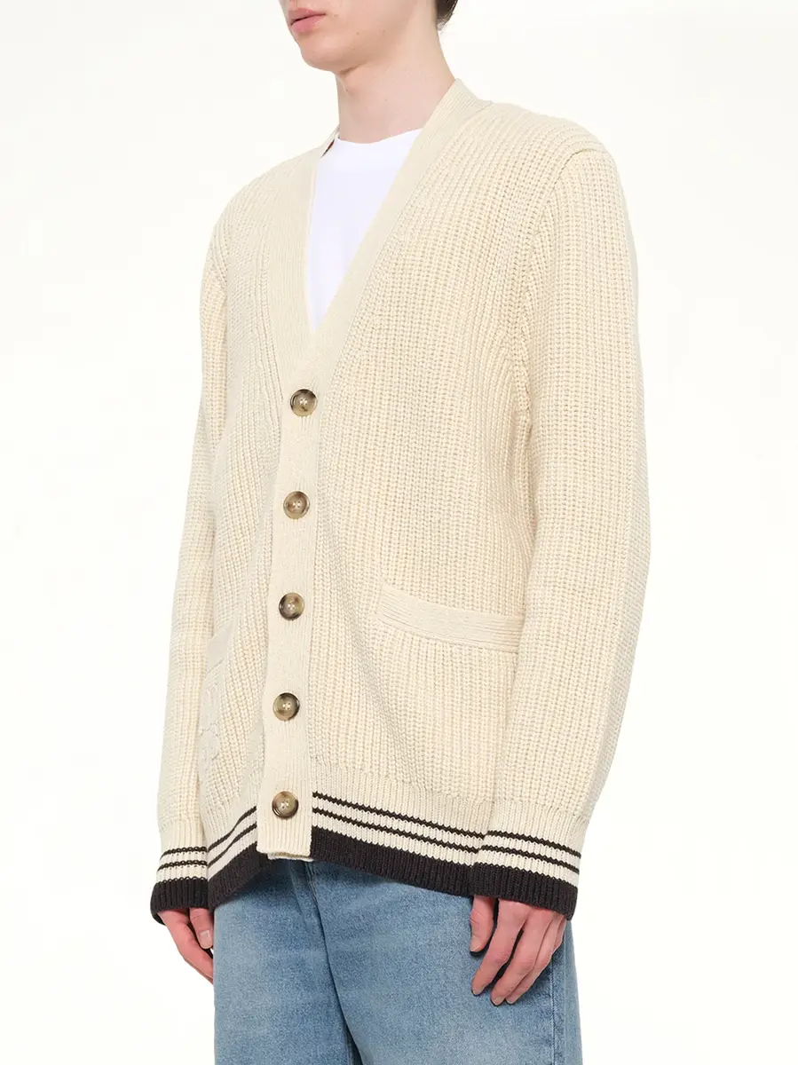 AMI PARIS Cardigan With Adc And Ami Paris Patch in Off White | Thumbnail 2 AMI PARIS Cardigan With Adc And Ami Paris Patch in Off White | Thumbnail 2