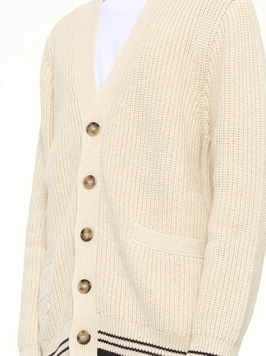 AMI PARIS Cardigan With Adc And Ami Paris Patch in Off White | Thumbnail 6 AMI PARIS Cardigan With Adc And Ami Paris Patch in Off White | Thumbnail 6