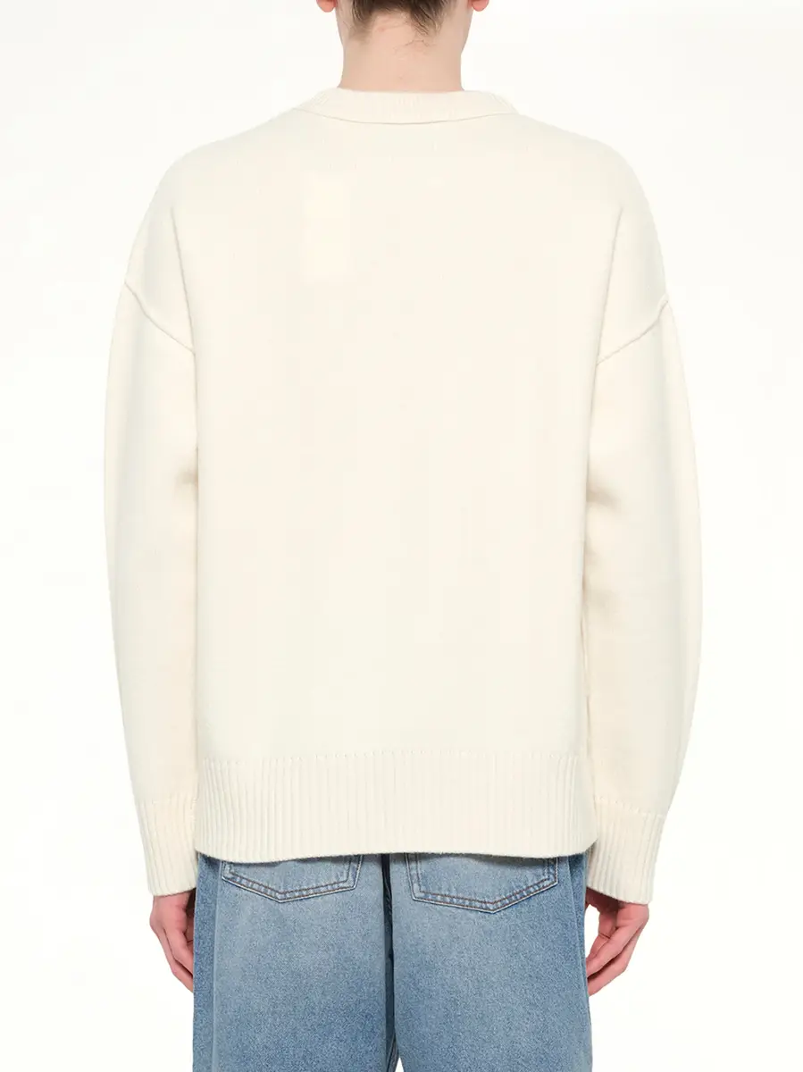 AMI PARIS Red Ami De Coeur Sweater in Cream White | Thumbnail 5 AMI PARIS Red Ami De Coeur Sweater in Cream White | Thumbnail 5