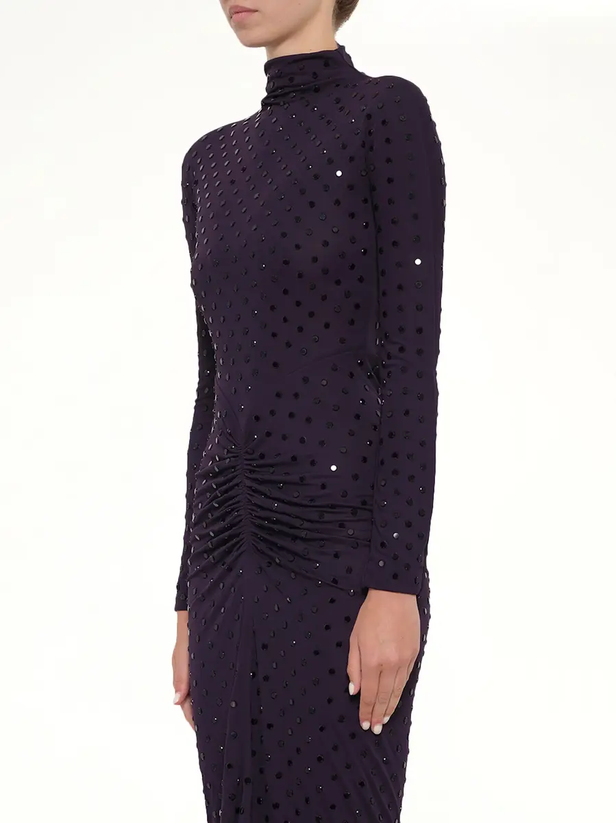 Alaïa Draped Dress LS in Aubergine | Thumbnail 2 Alaïa Draped Dress LS in Aubergine | Thumbnail 2