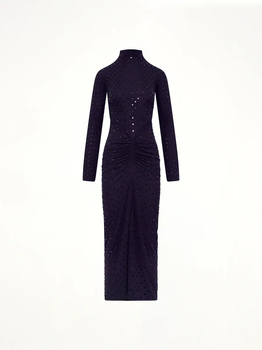 Alaïa Draped Dress LS in Aubergine | Thumbnail 3 Alaïa Draped Dress LS in Aubergine | Thumbnail 3