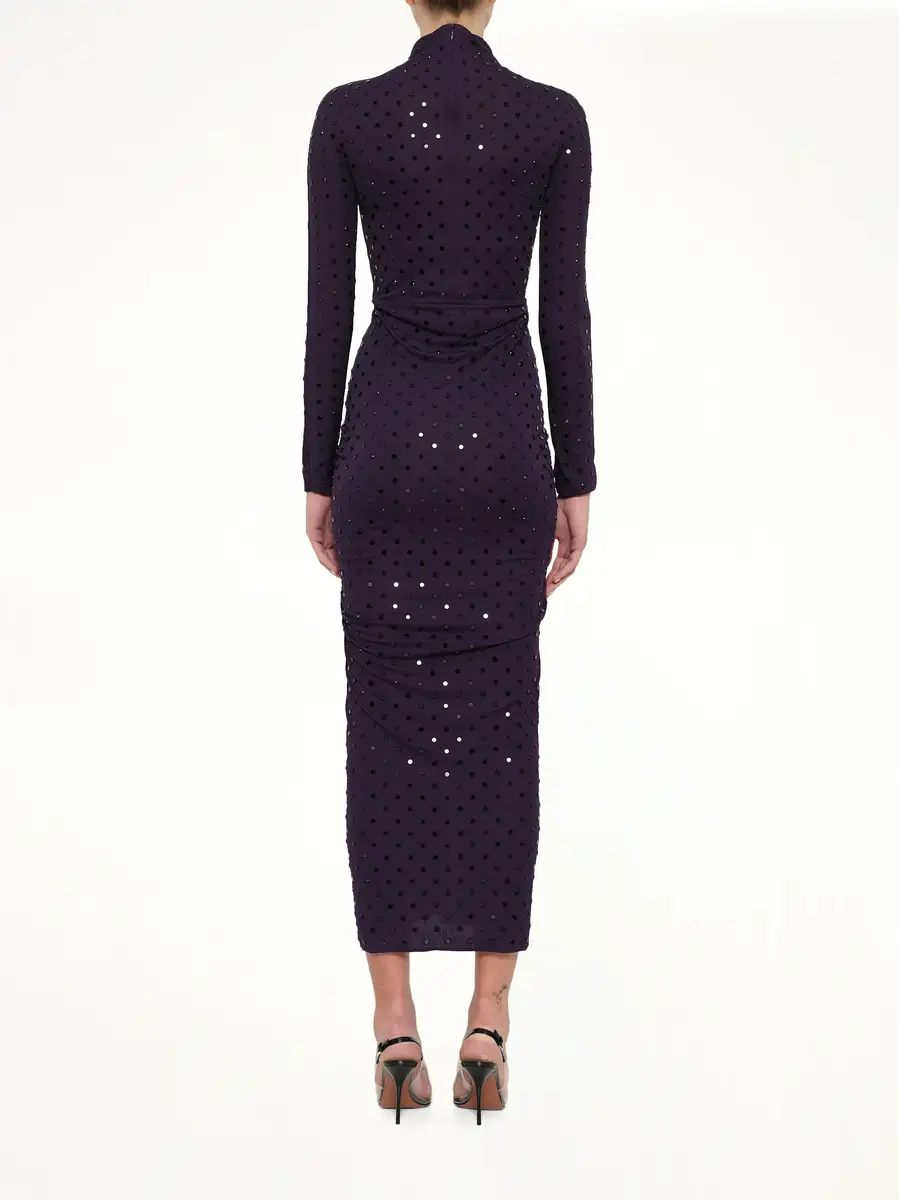 Alaïa Draped Dress LS in Aubergine | Thumbnail 5 Alaïa Draped Dress LS in Aubergine | Thumbnail 5