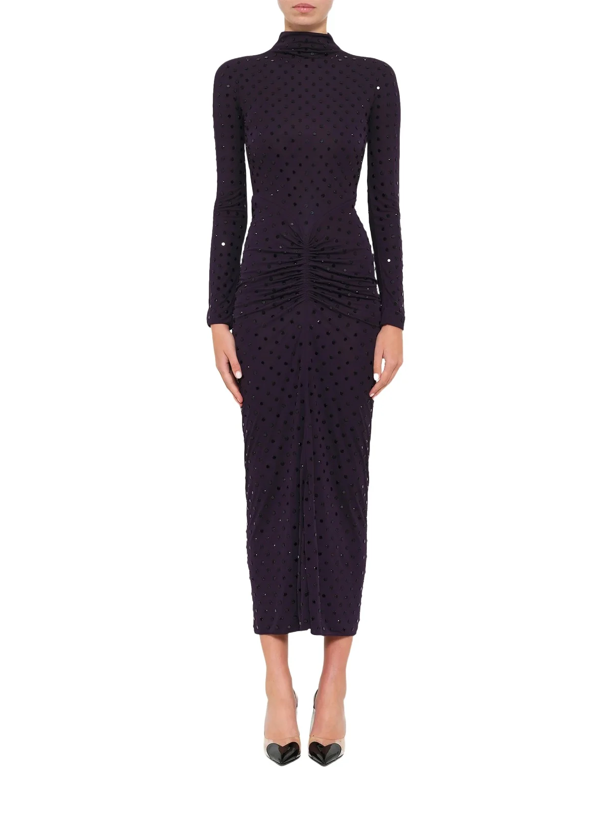 Draped Dress LS in Aubergine