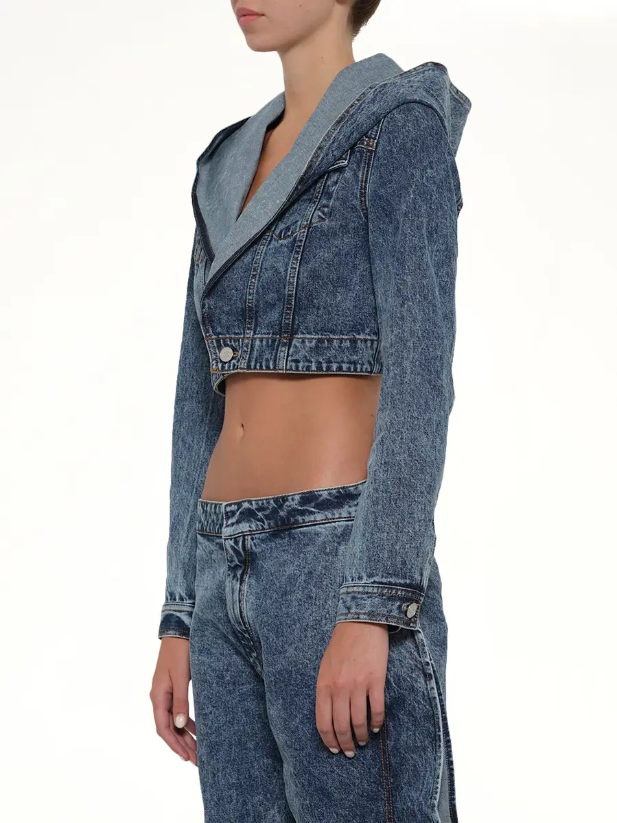 Alaïa Hooded Jacket in Blue Denim | Thumbnail 2 Alaïa Hooded Jacket in Blue Denim | Thumbnail 2