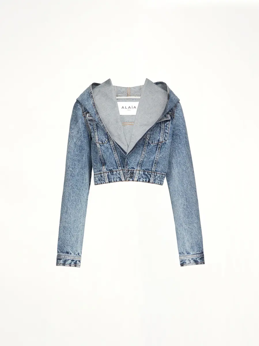 Alaïa Hooded Jacket in Blue Denim | Thumbnail 3 Alaïa Hooded Jacket in Blue Denim | Thumbnail 3