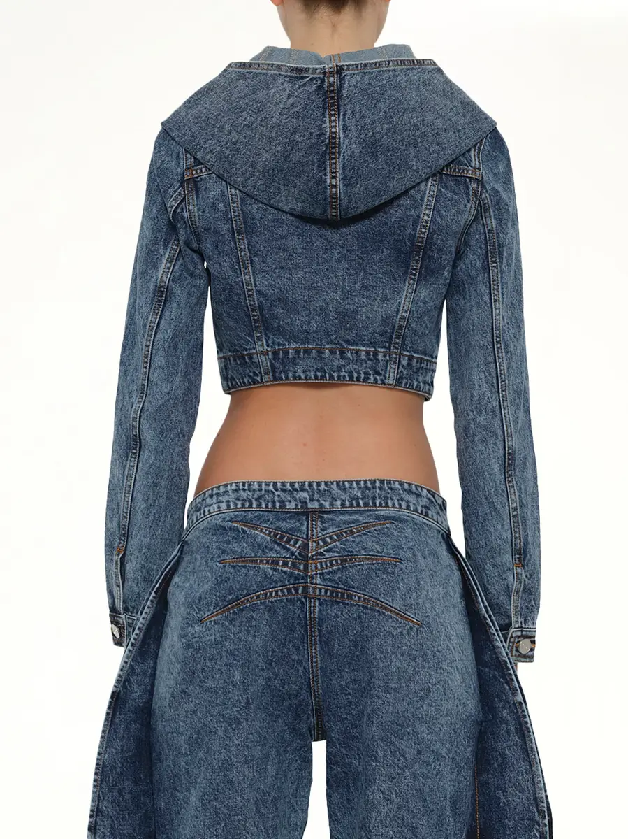 Alaïa Hooded Jacket in Blue Denim | Thumbnail 5 Alaïa Hooded Jacket in Blue Denim | Thumbnail 5