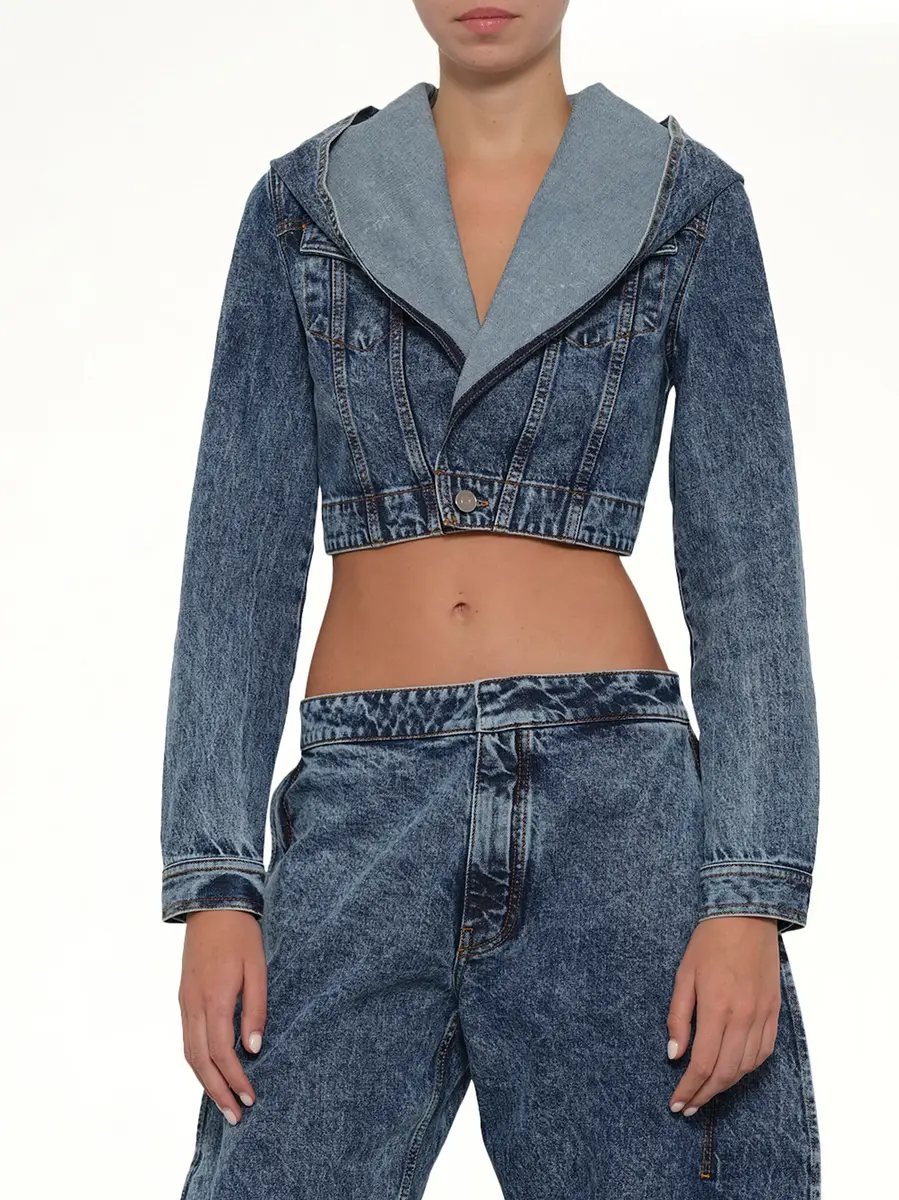 Alaïa Hooded Jacket in Blue Denim | Thumbnail 6 Alaïa Hooded Jacket in Blue Denim | Thumbnail 6