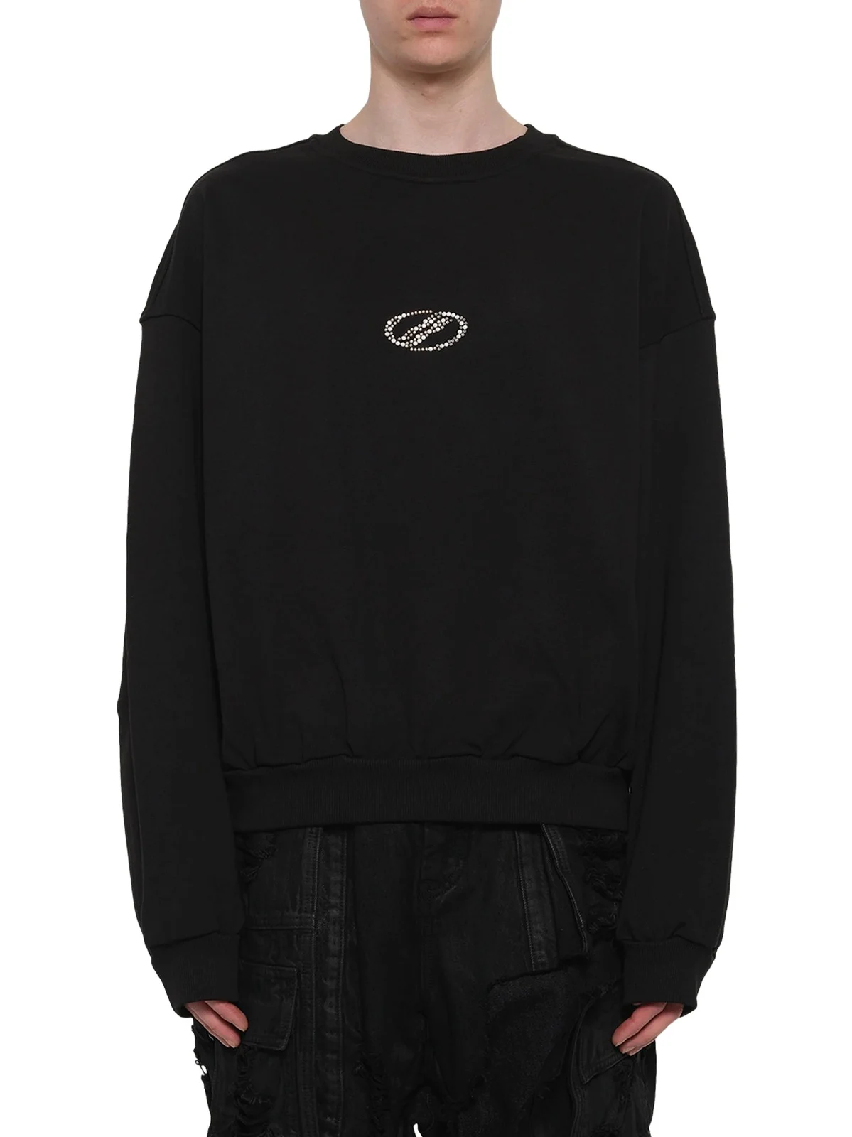 We11Done Rhinestone Balloon-fit Sweatshirt