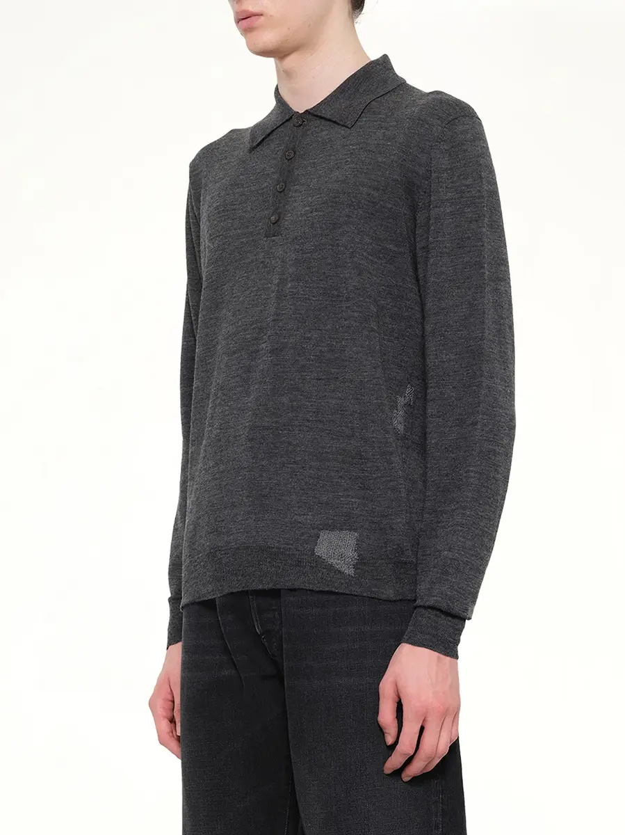 Maison Margiela Knit Polo in Medium Grey | Thumbnail 2 Maison Margiela Knit Polo in Medium Grey | Thumbnail 2