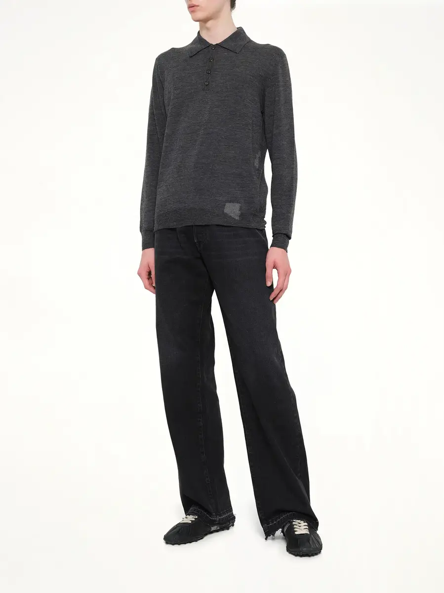 Maison Margiela Knit Polo in Medium Grey | Thumbnail 4 Maison Margiela Knit Polo in Medium Grey | Thumbnail 4
