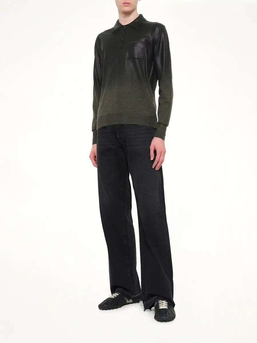 Maison Margiela Coated Knit Polo in Green/black | Thumbnail 4 Maison Margiela Coated Knit Polo in Green/black | Thumbnail 4