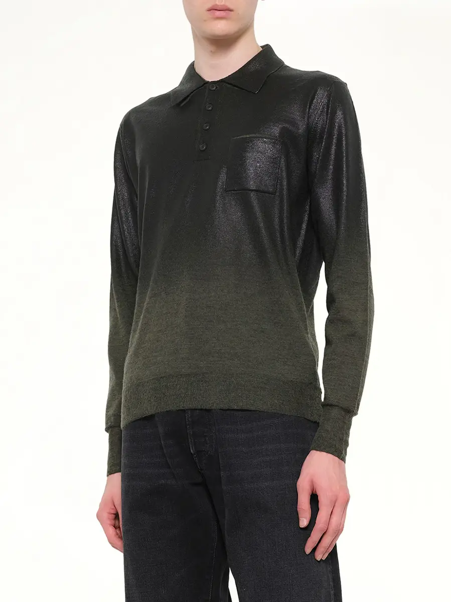 Maison Margiela Coated Knit Polo in Green/black | Thumbnail 6 Maison Margiela Coated Knit Polo in Green/black | Thumbnail 6