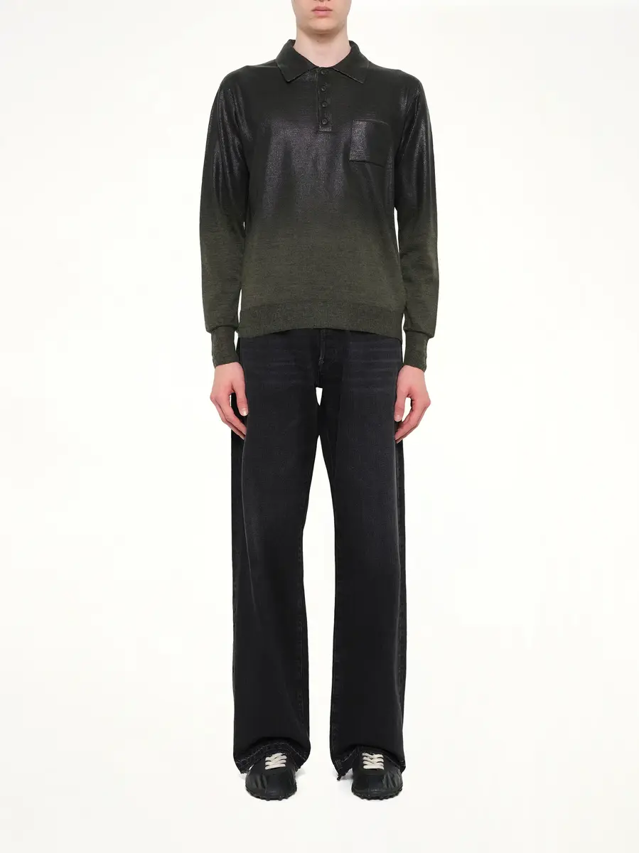 Maison Margiela Coated Knit Polo in Green/black | Thumbnail 7 Maison Margiela Coated Knit Polo in Green/black | Thumbnail 7