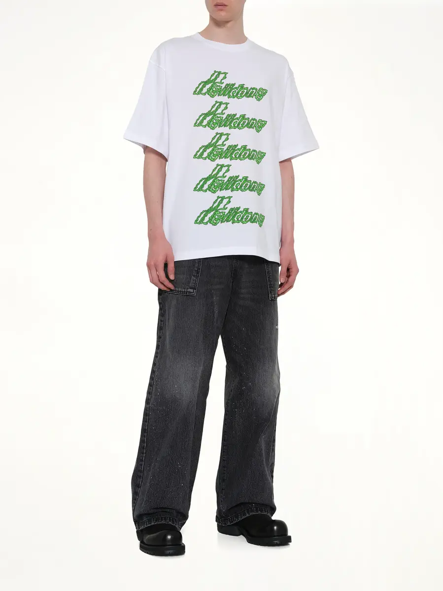 We11Done Multi-logo T-shirt in White/green | Thumbnail 4 We11Done Multi-logo T-shirt in White/green | Thumbnail 4