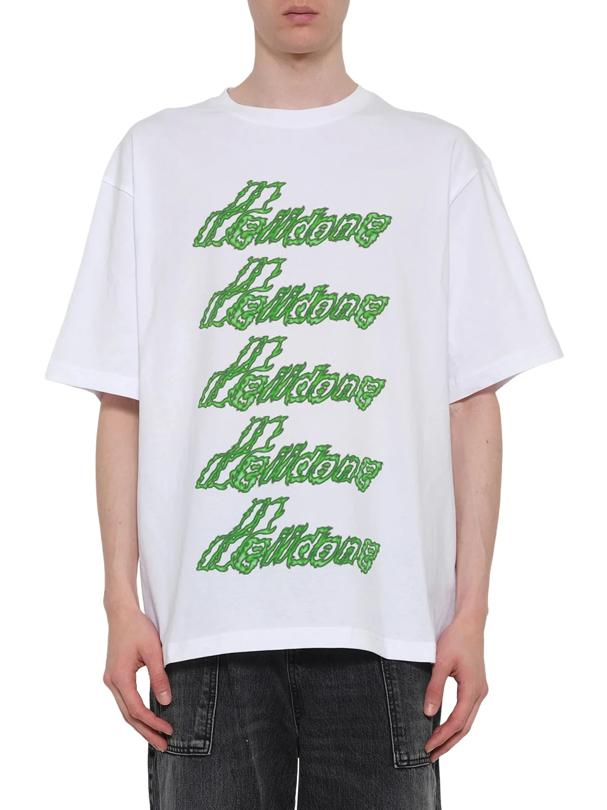 We11Done Multi-logo T-shirt in White/green