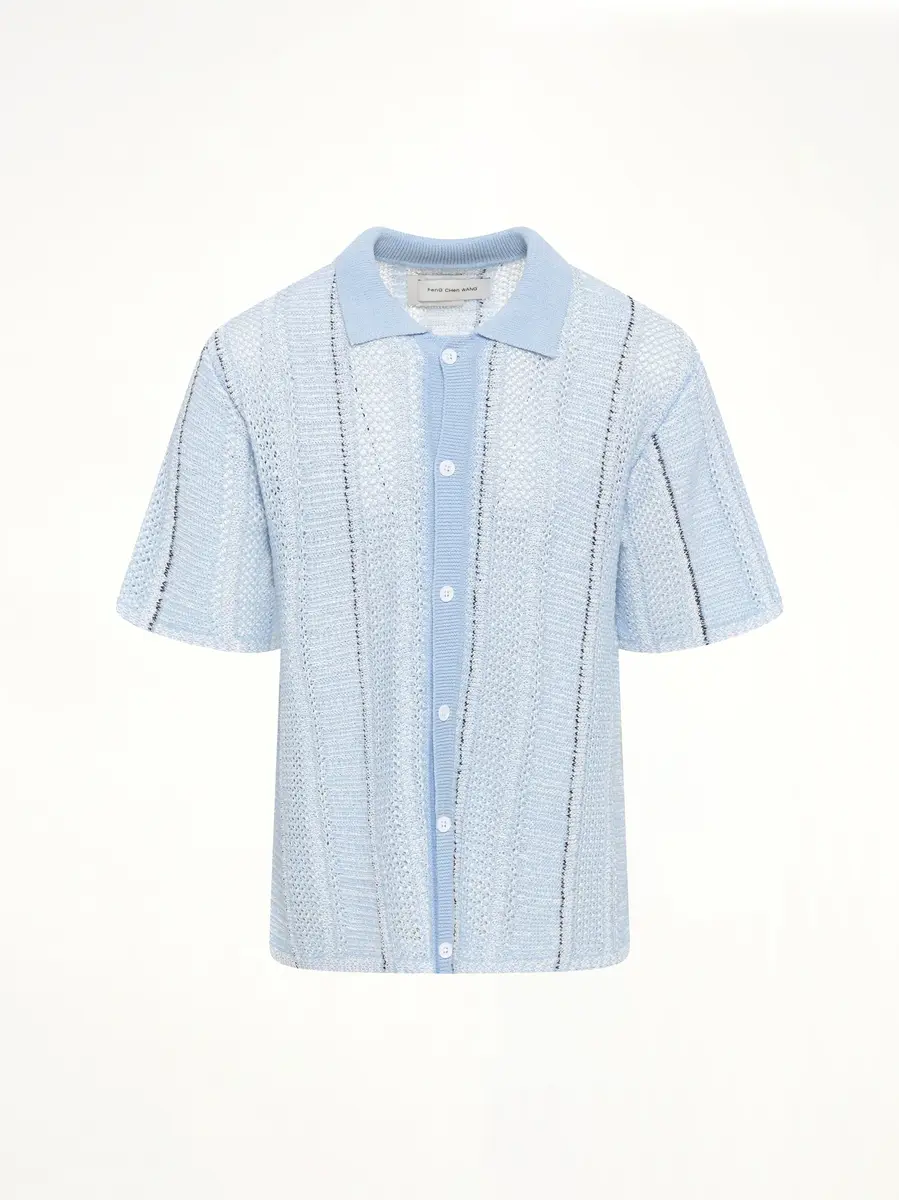 FENG CHEN WANG Knitted Shirt in Blue Check | Thumbnail 3 FENG CHEN WANG Knitted Shirt in Blue Check | Thumbnail 3