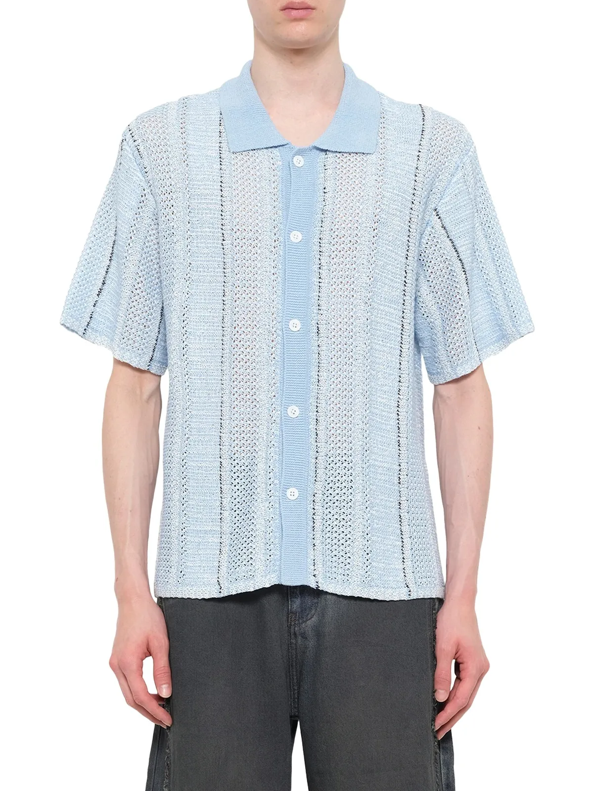 FENG CHEN WANG Knitted Shirt in Blue Check