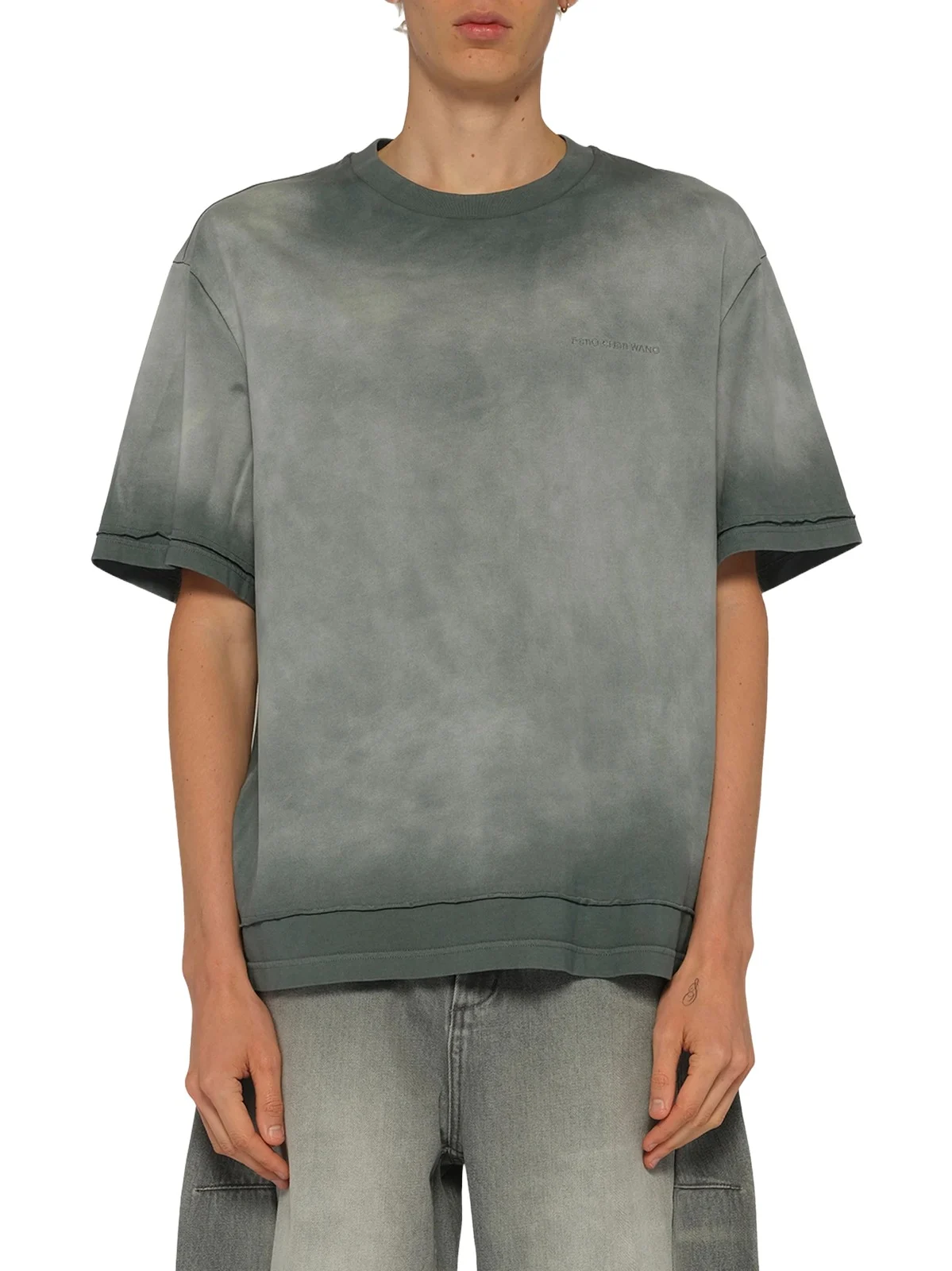 FENG CHEN WANG 2 in 1 Washed T-shirt Grey