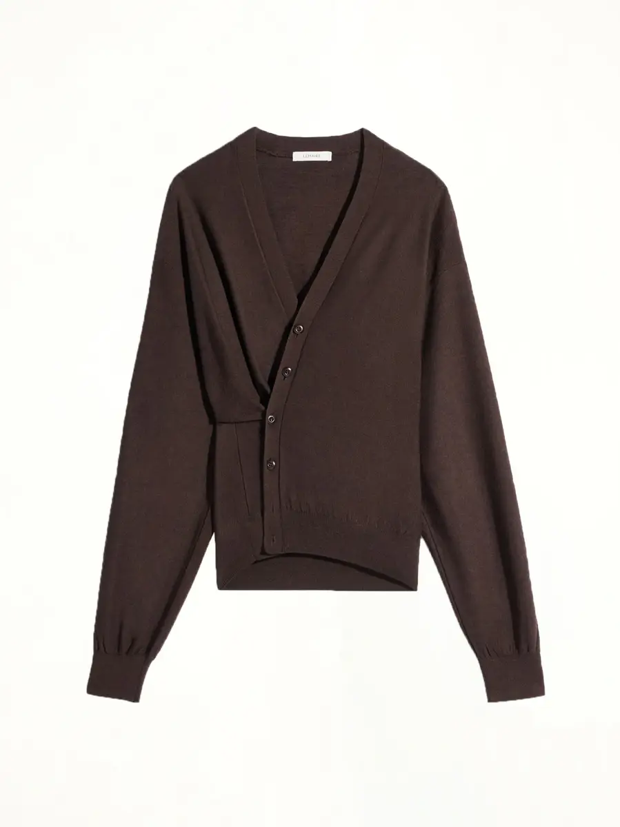Lemaire Twisted Cardigan in Dark Cacao Brown | Thumbnail 3 Lemaire Twisted Cardigan in Dark Cacao Brown | Thumbnail 3