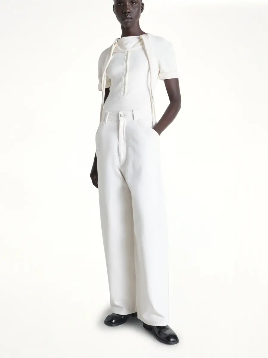 Lemaire Fitted Henley in Milk | Thumbnail 4 Lemaire Fitted Henley in Milk | Thumbnail 4