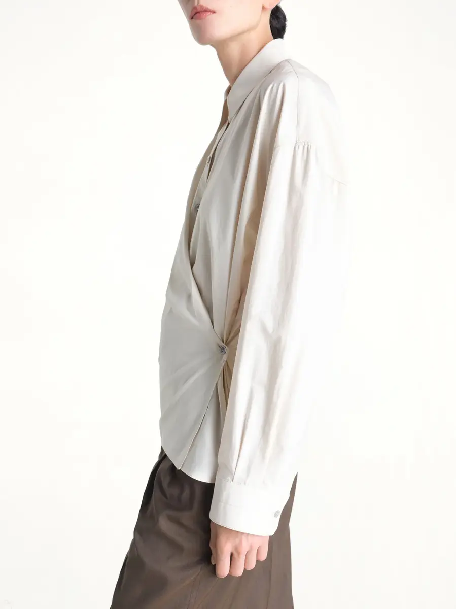 Lemaire Straight Collar Twisted Shirt in Light Cream | Thumbnail 2 Lemaire Straight Collar Twisted Shirt in Light Cream | Thumbnail 2