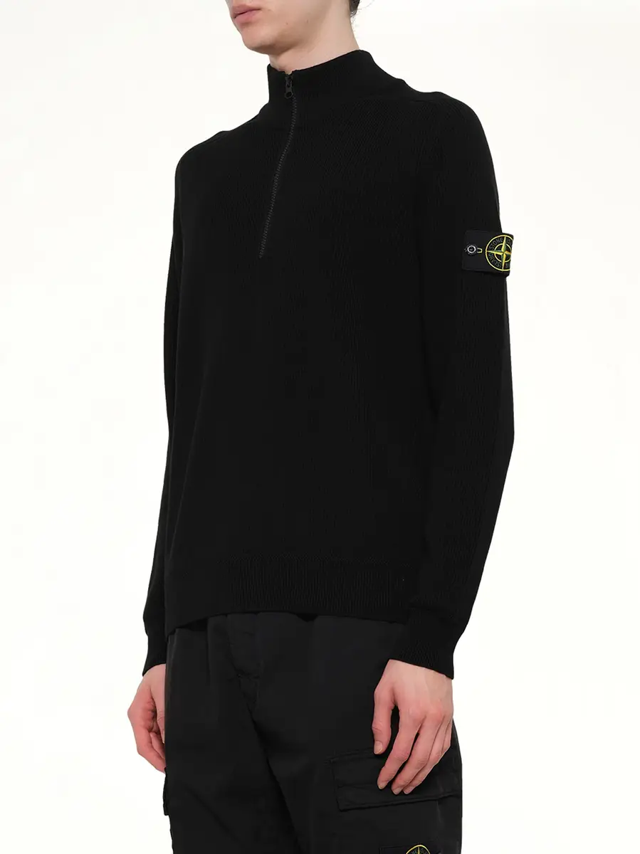 Stone Island 5100124 Ribbed Cotton Half-zip Sweater | Thumbnail 2 Stone Island 5100124 Ribbed Cotton Half-zip Sweater | Thumbnail 2