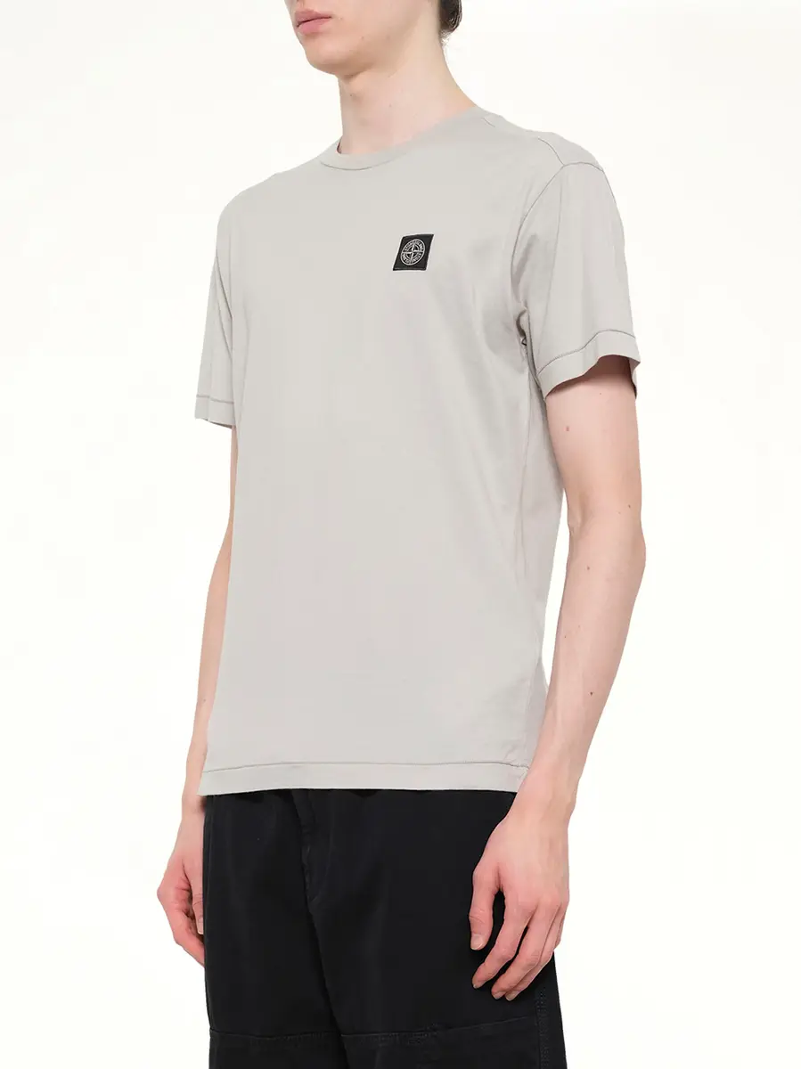 Stone Island 2100027 Logo Patch T-shirt in Pearl Grey | Thumbnail 2