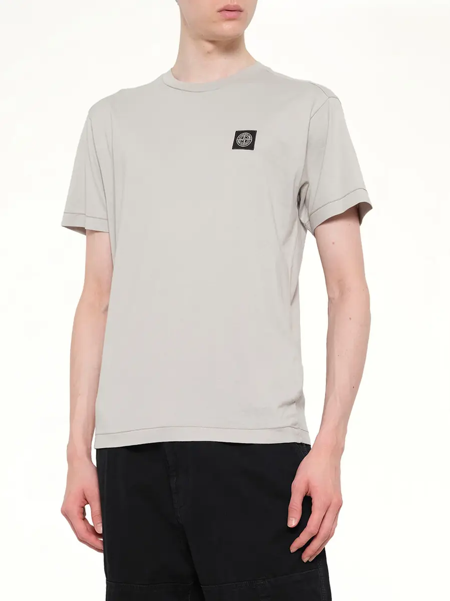 Stone Island 2100027 Logo Patch T-shirt in Pearl Grey | Thumbnail 6