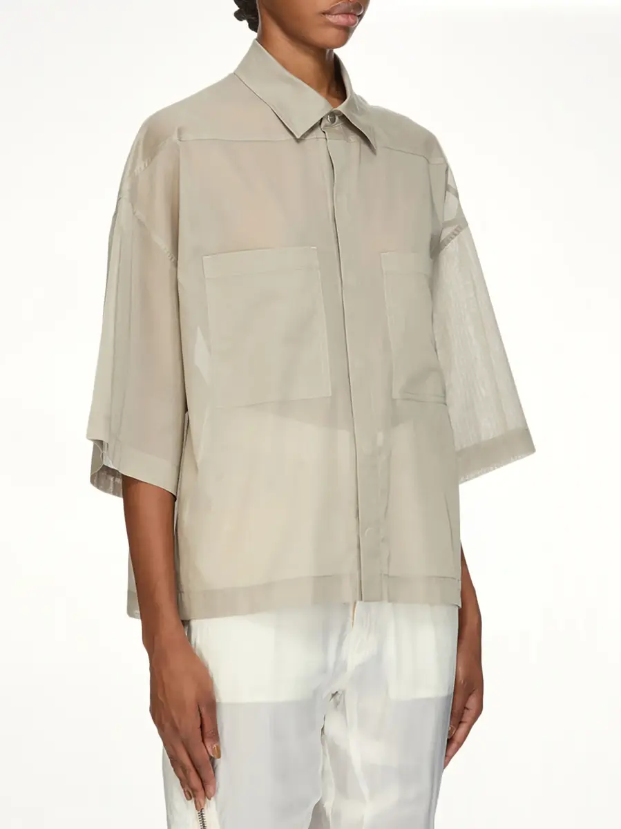 Rick Owens Tommy Shirt in Pearl | Thumbnail 4
