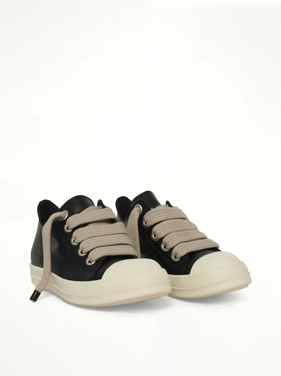Rick Owens Jumbolace Low Sneaks in Black/milk Black | Thumbnail 3 Rick Owens Jumbolace Low Sneaks in Black/milk Black | Thumbnail 3