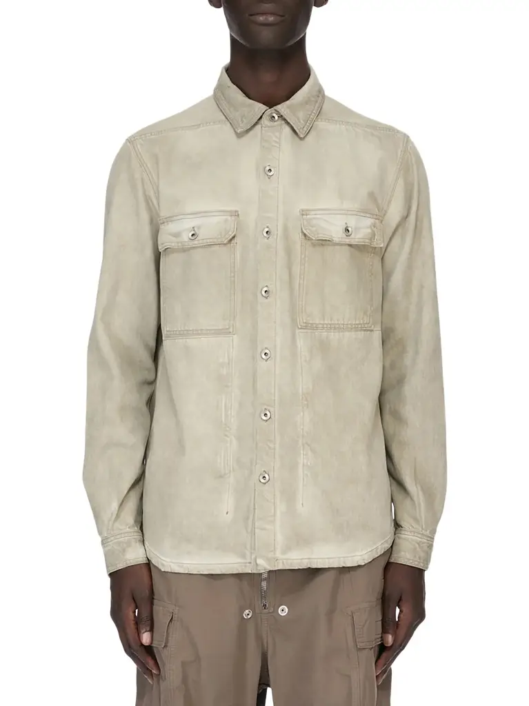 RICK OWENS DRKSHDW Outershirt in Sand Beige | Image 1 RICK OWENS DRKSHDW Outershirt in Sand Beige | Image 1