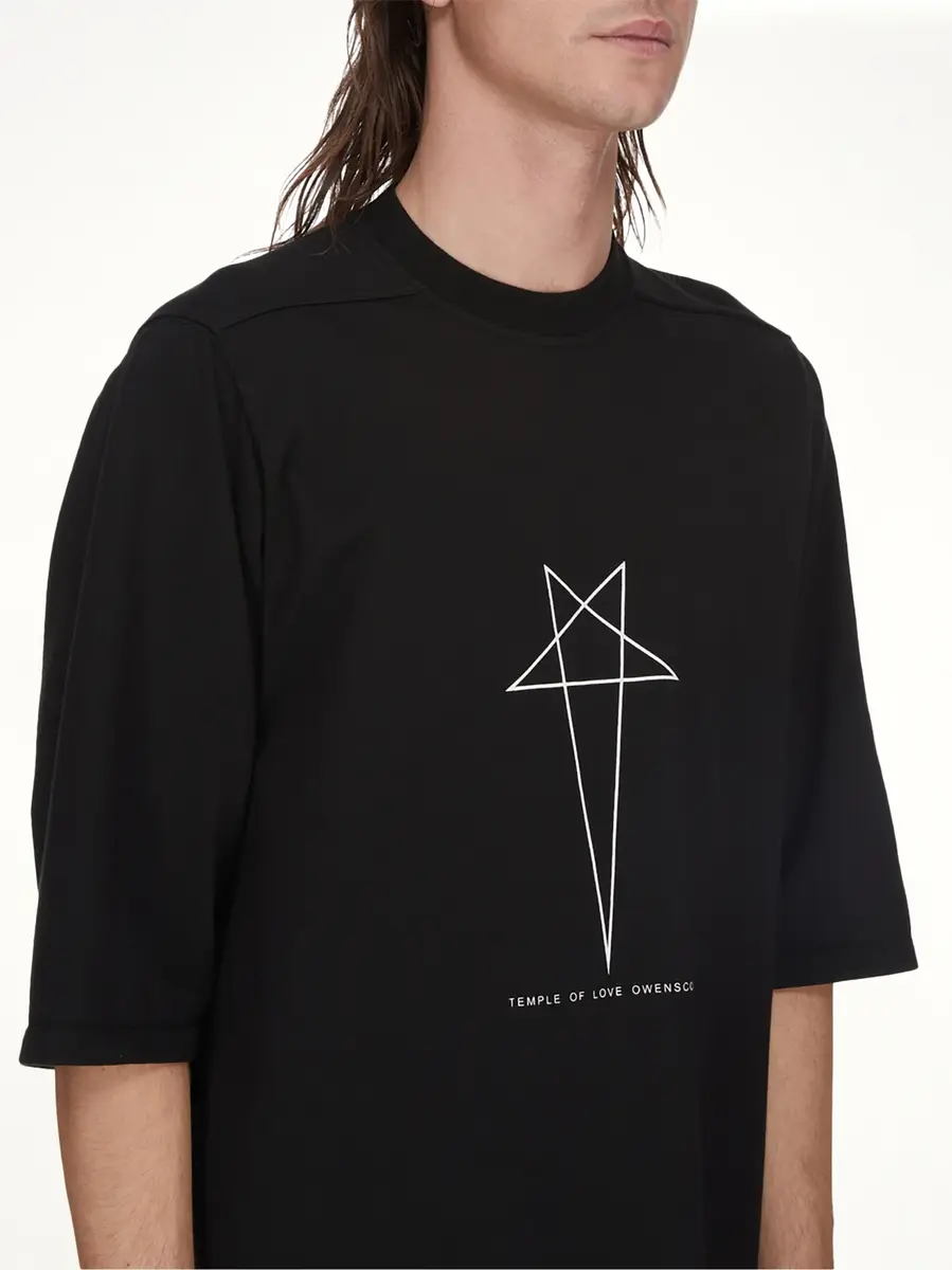 RICK OWENS DRKSHDW Pentagram Jumbo SS T-shirt in Black/milk | Thumbnail 2 RICK OWENS DRKSHDW Pentagram Jumbo SS T-shirt in Black/milk | Thumbnail 2