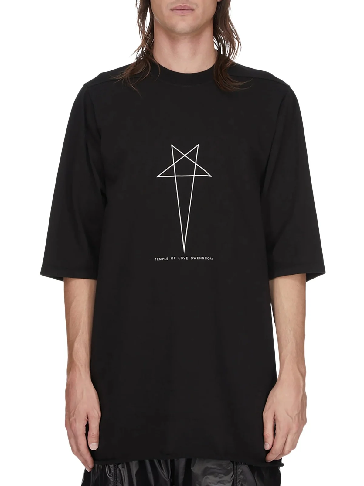 RICK OWENS DRKSHDW Pentagram Jumbo SS T-shirt in Black/milk