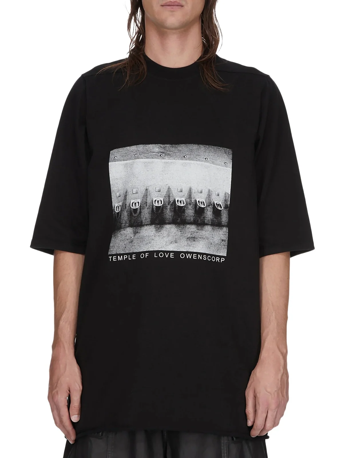 RICK OWENS DRKSHDW Urinal Jumbo SS T-shirt in Black/milk
