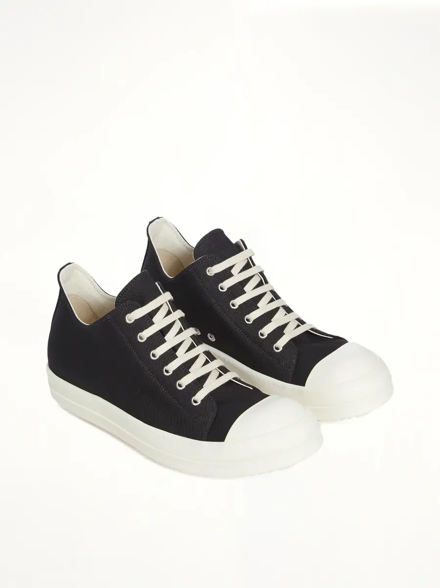RICK OWENS DRKSHDW Denim Low Sneaks in Black/milk | Thumbnail 3 RICK OWENS DRKSHDW Denim Low Sneaks in Black/milk | Thumbnail 3