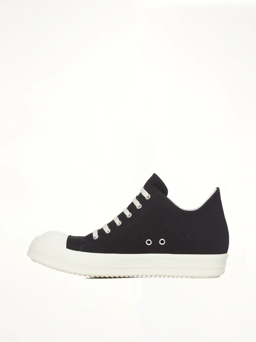 RICK OWENS DRKSHDW Denim Low Sneaks in Black/milk | Thumbnail 4 RICK OWENS DRKSHDW Denim Low Sneaks in Black/milk | Thumbnail 4