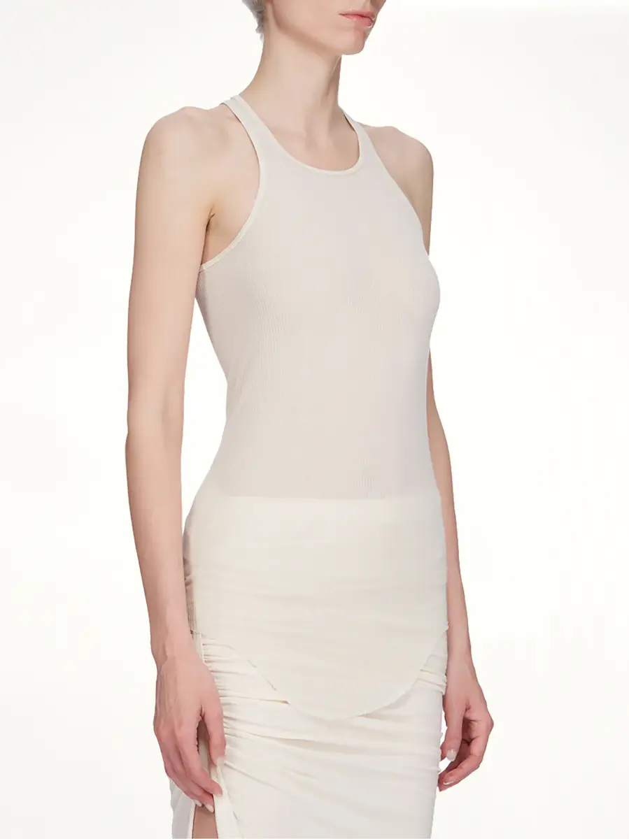 Rick Owens Basic Rib Tank in Milk | Thumbnail 4 Rick Owens Basic Rib Tank in Milk | Thumbnail 4