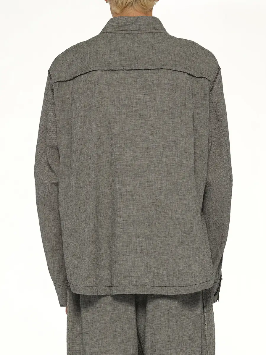 Undercover Linen Stripe Blouson in White/black | Thumbnail 5