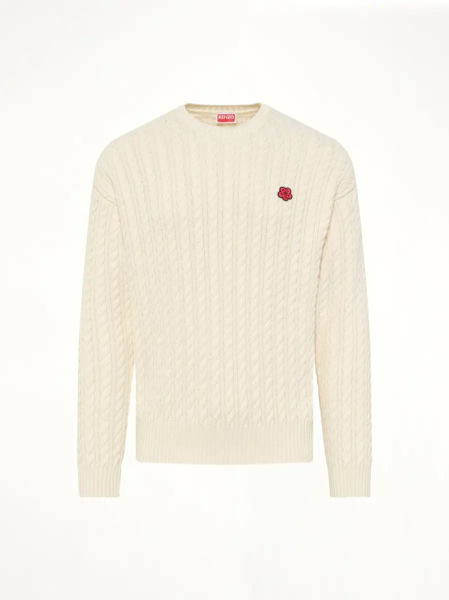KENZO Boke Flower Cable Knit Jumper in Ecru | Thumbnail 3 KENZO Boke Flower Cable Knit Jumper in Ecru | Thumbnail 3