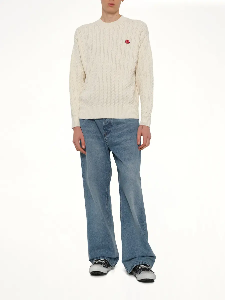 KENZO Boke Flower Cable Knit Jumper in Ecru | Thumbnail 4 KENZO Boke Flower Cable Knit Jumper in Ecru | Thumbnail 4