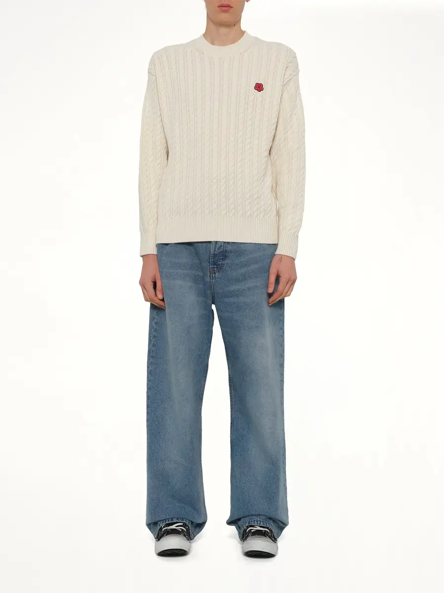 KENZO Boke Flower Cable Knit Jumper in Ecru | Thumbnail 7 KENZO Boke Flower Cable Knit Jumper in Ecru | Thumbnail 7