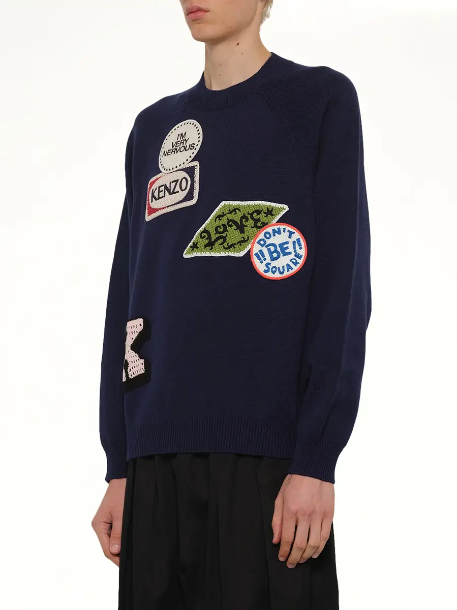 KENZO Kenzo Badges Jumper in Navy Blue | Thumbnail 2 KENZO Kenzo Badges Jumper in Navy Blue | Thumbnail 2