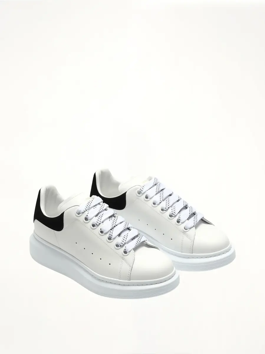 Alexander McQueen Larry Oversized Suede Sneakers in White/black | Thumbnail 3