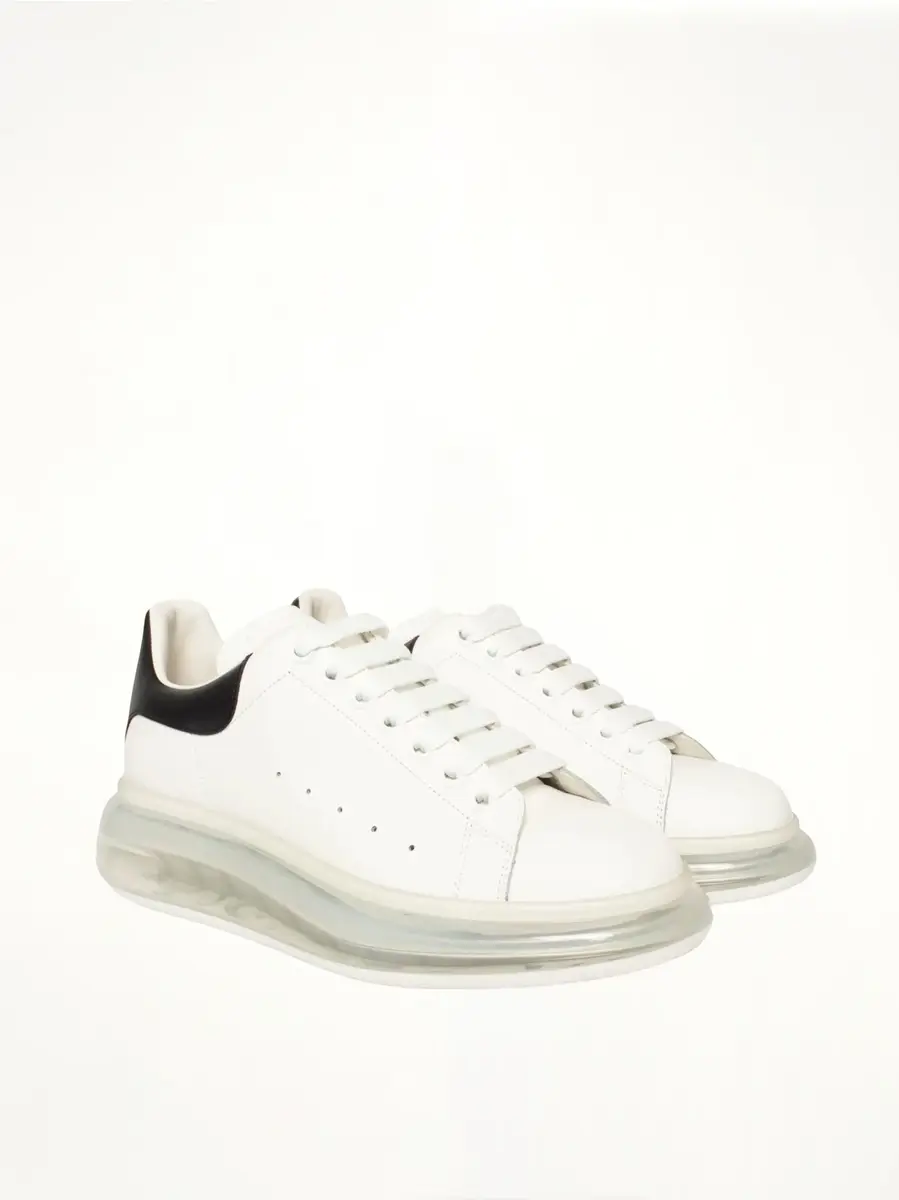 Alexander McQueen Larry Transparent Sole Sneaker in White/black | Thumbnail 3 Alexander McQueen Larry Transparent Sole Sneaker in White/black | Thumbnail 3