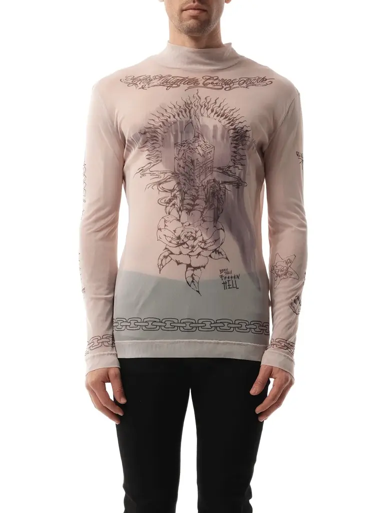 Givenchy Tattoo Shrine Mesh Long Sleeve T-shirt | Image 1 Givenchy Tattoo Shrine Mesh Long Sleeve T-shirt | Image 1