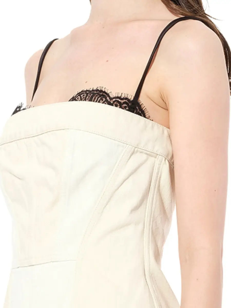 Alexander McQueen Denim Bust Midi Dress in Ecru | Thumbnail 3 Alexander McQueen Denim Bust Midi Dress in Ecru | Thumbnail 3