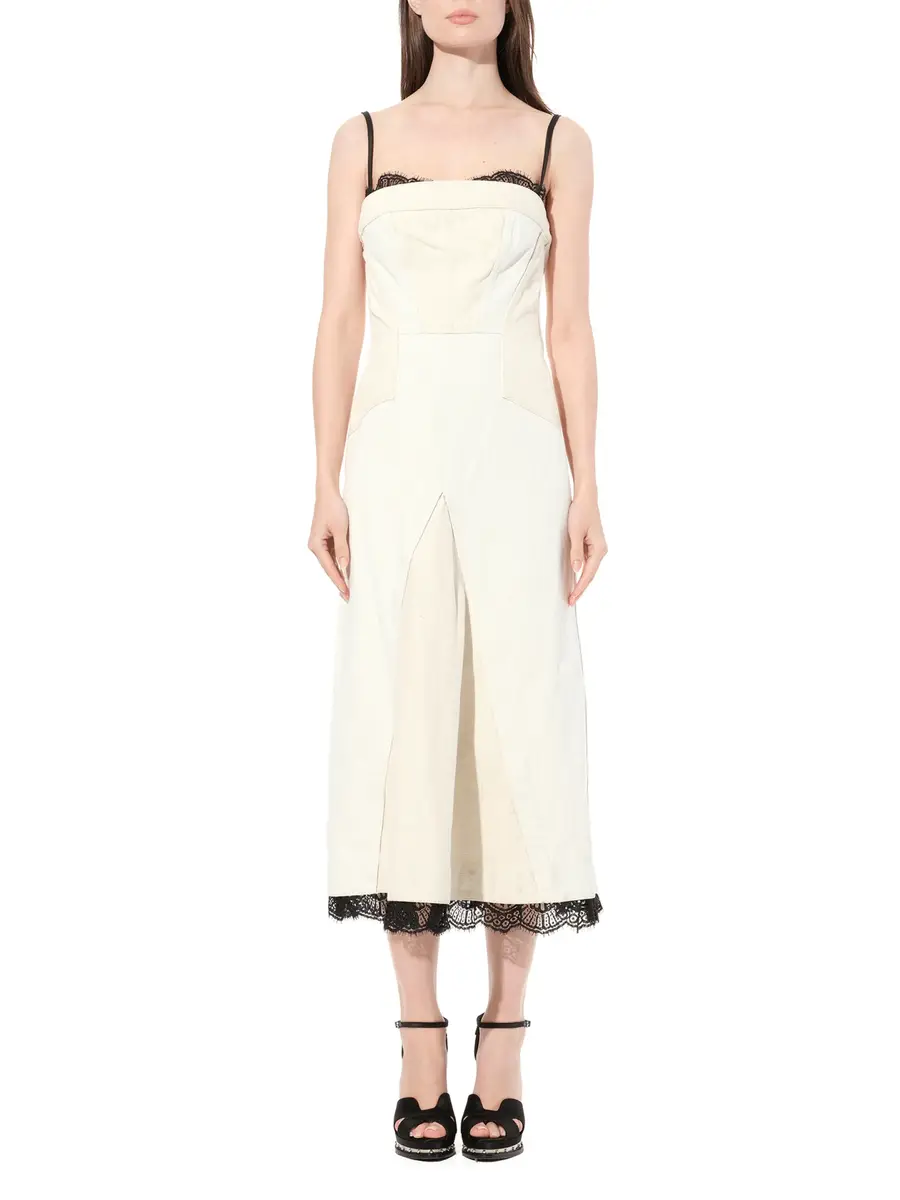 Alexander McQueen Denim Bust Midi Dress in Ecru | Thumbnail 4 Alexander McQueen Denim Bust Midi Dress in Ecru | Thumbnail 4