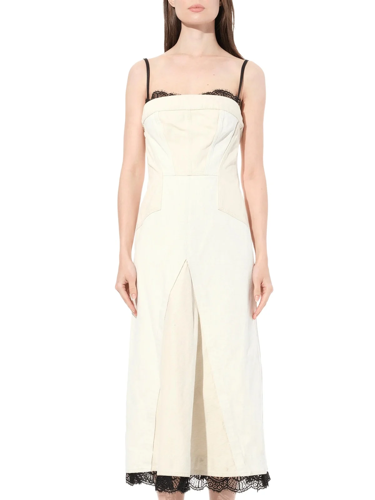 Denim Bust Midi Dress in Ecru Denim Bust Midi Dress in Ecru